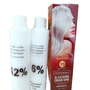 Super V BLEACHING CREAM SURE ครีมฟอกสีผม+น้ำยาผสมครีมย้อมผม